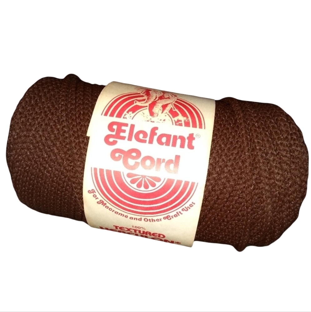 Macrame Yarn Vintage Brown Elefant Cord 100% Textured Herculon 100 yds skein 6mm